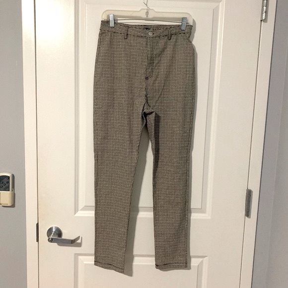 Shinestar Checkered Skinny Pant Black Beige Large Business Casual Date Night - Picture 3 of 8